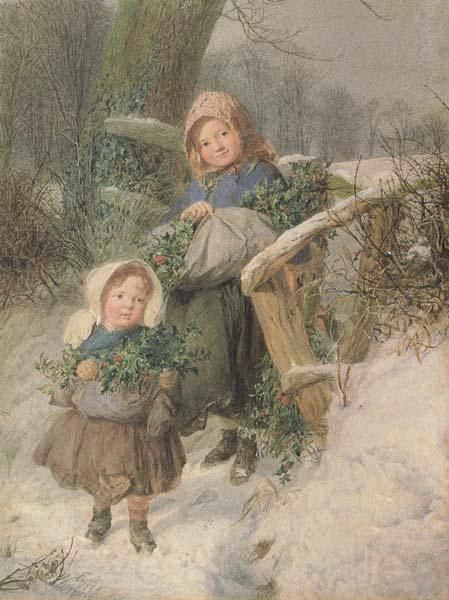 Frederic james Shields,ARWS The Holly Gatherers (mk46) Norge oil painting art